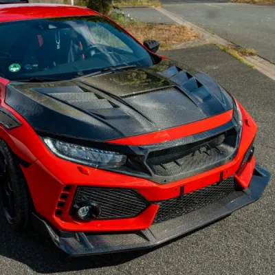 HONDA CIVIC TYPE R FK8 CARBON FRONTLIPPE 2-TLG. JS RACING STYLE -INKL.MATERIALGUTACHTEN-